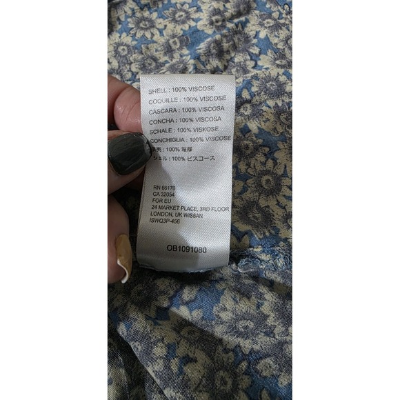 Free People Blue Floral Print Sun Dress Laced Up Mini Sleeves Back M Boho Fairy - Picture 14 of 14